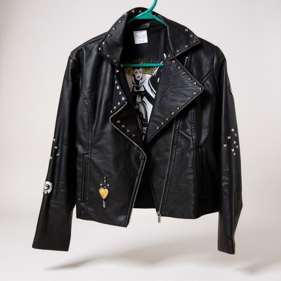 DISNEY Stylish Black Faux Leather Jacket for Women Size Small - Picture 3 of 9